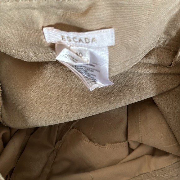 Escada Cotton Silk Blend tan with fun waist slight stretch pants sz 40 / us 10 - Picture 6 of 12